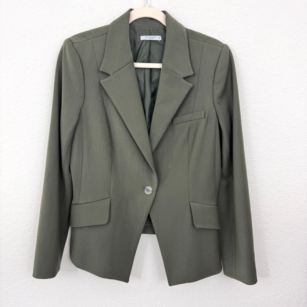 M.M. Lafleur Womens Suit Jacket Blazer Size 10 Career Office Classic Olive Green